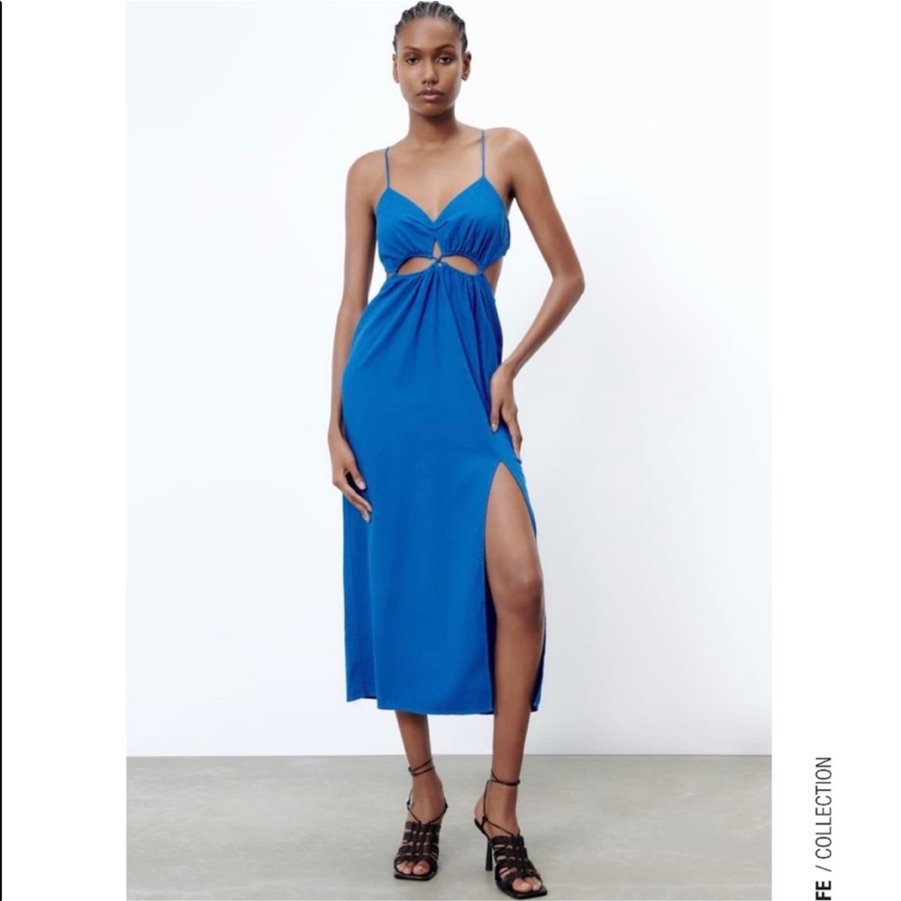 Zara Cut Out Linen Dress